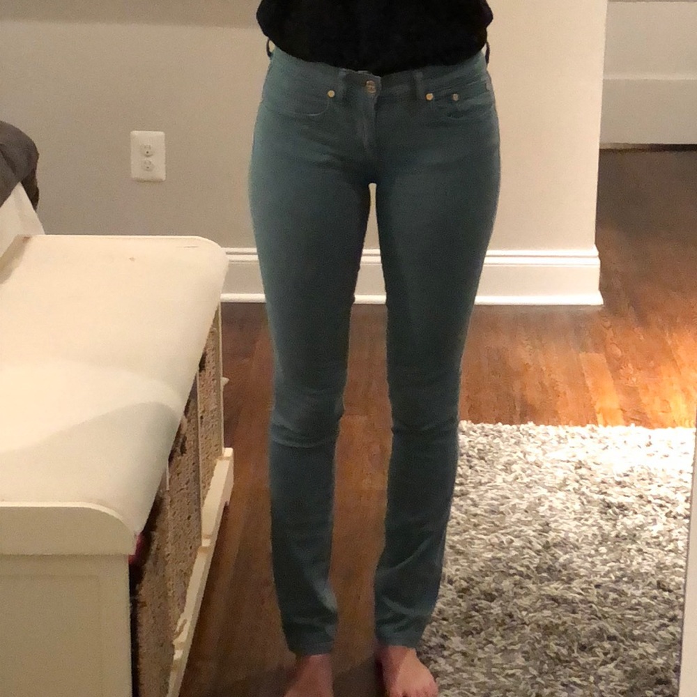 Tory Burch “Seafoam” straight leg skinny jeans